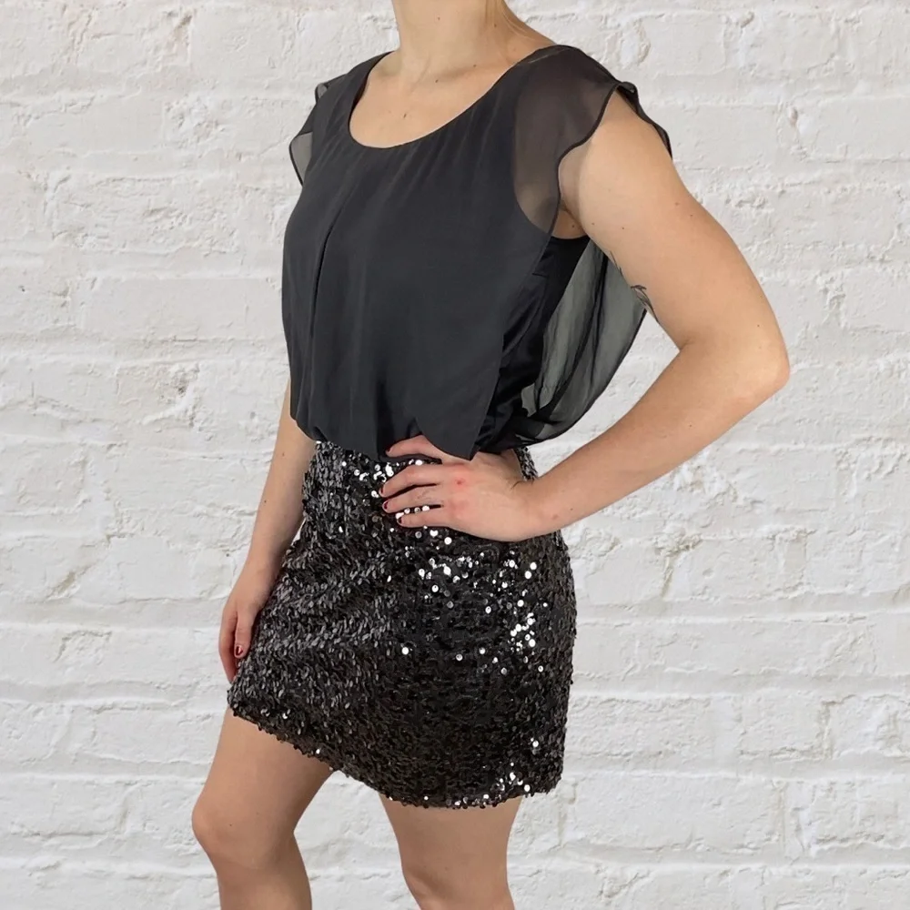 Candies vintage adorable dress with silk chiffon top with glitter bottom - Picture 5 of 6
